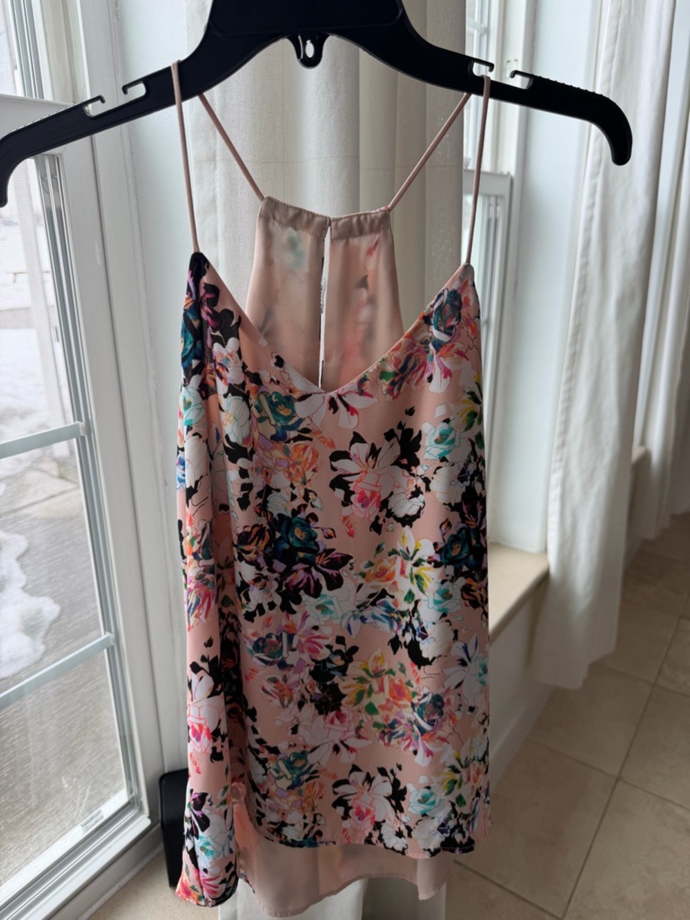 Express Pink Floral Satin Cami Tank